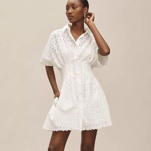Tobie Eyelet Mini Shirt Dress by Exquise
